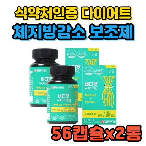 내장지방 피하지방 뱃살고민 몸매관리 녹차카테킨 2통 녹차 카테킨 비타민C 셀레늄 판토텐산 셀렌 레몬밤 추출, 2개, 56정