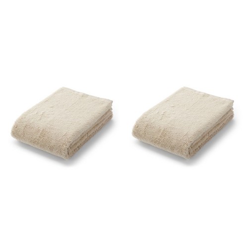 무인양품 MUJI 면 파일 그 다음이 있는 스몰 바스 타월 - 기본타입 2개 JJAA8A2S, 베이지