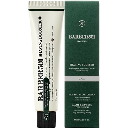 섬세한 남자를 위한 선택, 바버501 쉐이빙 부스터 면도 크림 그린 바버501