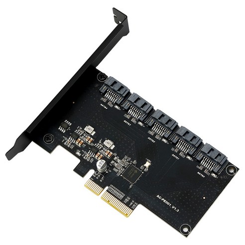 Xzante SATA 라이저 카드 JMB585 PCIE To SATA3.0 확장 5 포트 어댑터 허브 에 사용 PCI E X4 / X8 X16, 검정