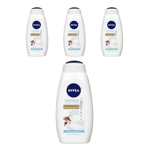 니베아 팸퍼링 바디 워시 코코넛 & 아몬드 밀크, 4개, 591ml
