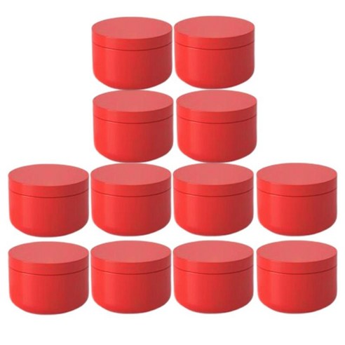 12Pcs Protable 알루미늄 캔 50ml 버클 캔들 항아리로 리필 가능 과자 커피 야외 화장품 용 내마모성 보관 용기, 2.09x1.46인치, 알류미늄, 빨간색