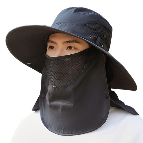 미앤아이 자외선차단 아웃도어 햇빛가리개 모자, 블랙