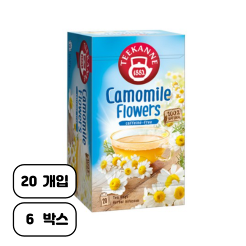 티칸네 카모마일 플라워즈 허브티, 1.5g, 20개입, 6개