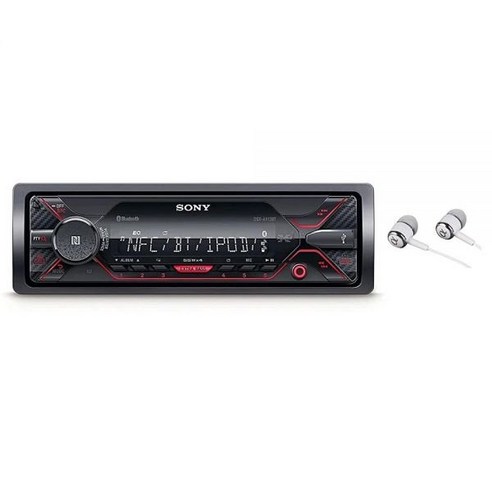 Sony DSX-A410BT 싱글 딘 블루투스 프론트 USB AUX 자동차 스테레오 디지털 미디어 수신기 이어버드 번들 (CD 플레이어 없음)