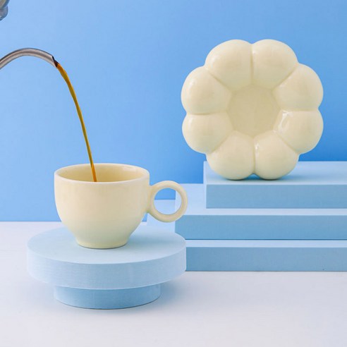 프렛 예쁜 플라워 커피 머그 컵 잔 세트