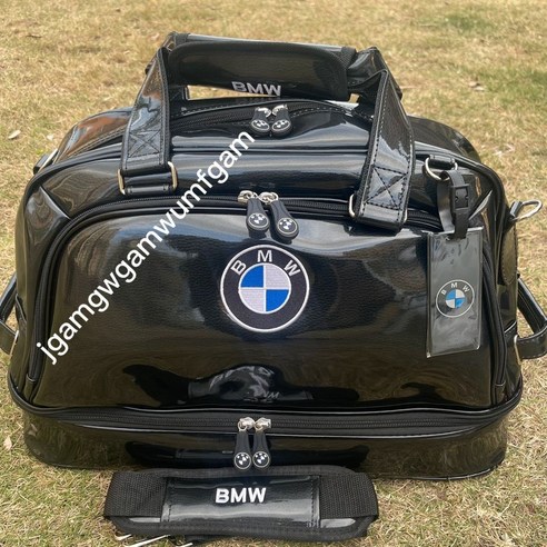BMW 골프백 보스턴백 대용량 PU소재 방수 휴대용 더플백 남녀공용 여행용 골프 투어 골프복 골프화 분리, 블랙