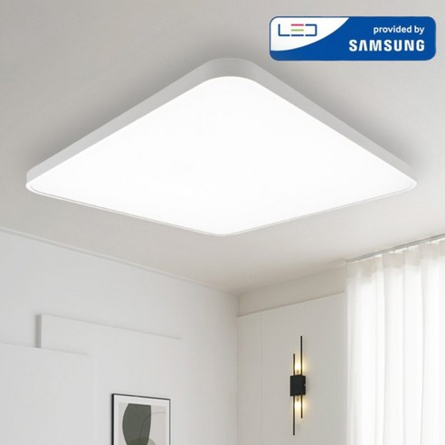 LED 국산 심플 완판 일체형 거실등 120W 삼성칩 조명 플리커프리 주광색, 화이트