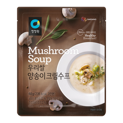 청정원 우리쌀 양송이크림수프, 60g, 1개