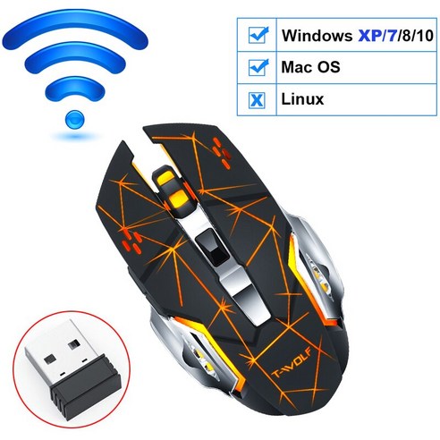[XIG] 2.4G 무선 블루투스 마우스 게임 자동 충전식 인체 공학적 마우스 Rgb 백라이트 Usb 수신기 데스크탑 Pc 노트북 게이머, 블루, 하나