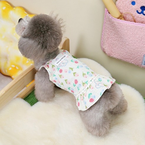 별맘애견의류 강아지 고양이 여름옷 원피스, 꽃패턴, 1개