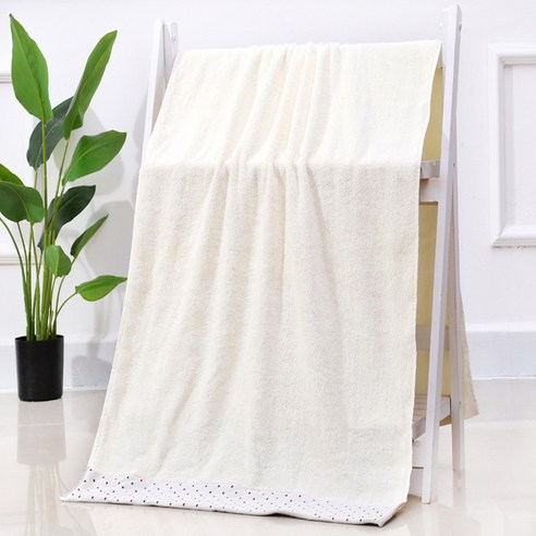 DFMEI 순면타월단단소색상초목욕타월도트타월, 크림색, 목욕타월 70*140cm
