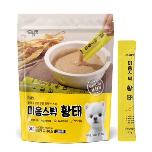 미음펫 강아지 미음스틱 황태 츄르 30p, 360g, 1개, 황태순살