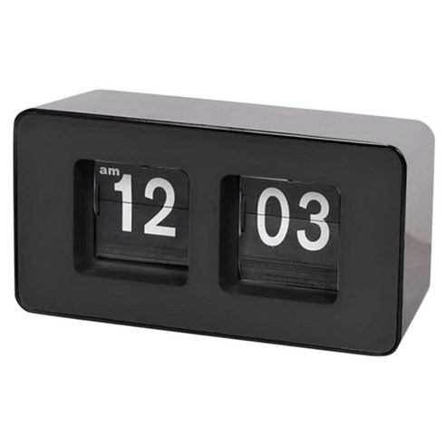 Deoxygene 자동 플립 시계 클래식 레트로 향수 디지털 데스크 테이블 페이지 다운 가족 침실용(블랙 1 PCS), 검은 색