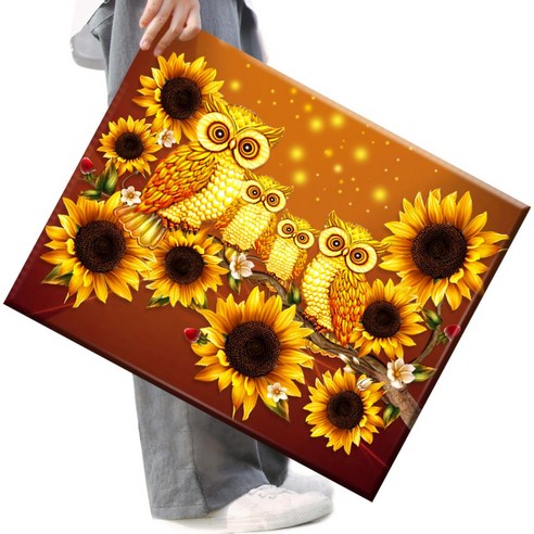FASEN 액자 보석십자수 캔버스형 DIY 키트 40 x 50 cm, 1세트, FAN37.귀한부엉이