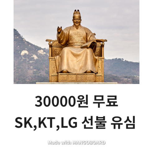 SK KT LG 선불 유심 30000원 무료선불, 1개, 30000원 무료충전