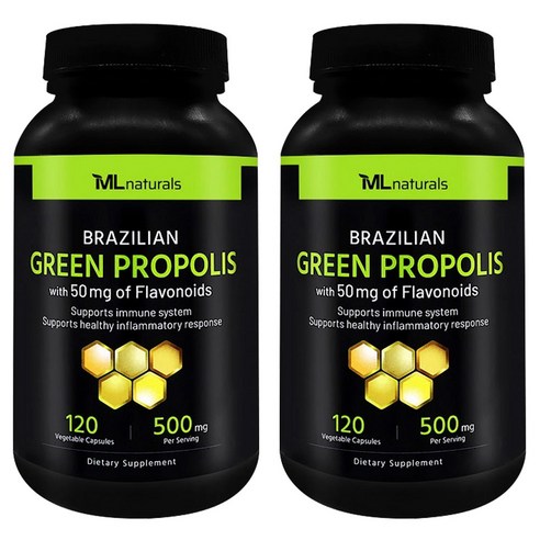 마이라이프내추럴스 브라질리언 그린 프로폴리스 500mg 베지터블 캡슐, 2개, 120정