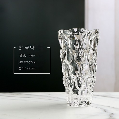 DFMEI 북유럽 럭셔리 글라스 꽃병 투명수양 부귀한 대나무 백합 거실 심플 드라이 플라워 꽃병꽂이, DFMEI 25 미아 투명