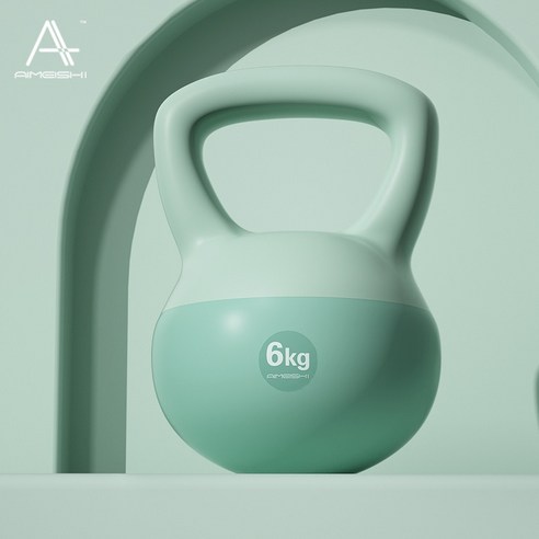 소음 없는 투톤 말랑한 소프트 스윙 케틀벨, 6kg, Green, 1개