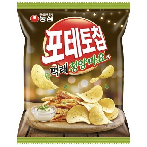 대세 과자 먹태깡 청양마요맛을 입힌 근본 과자 포테토칩 농심 포테토칩 먹태청양마요맛 (사탕증정), 2개, 105g