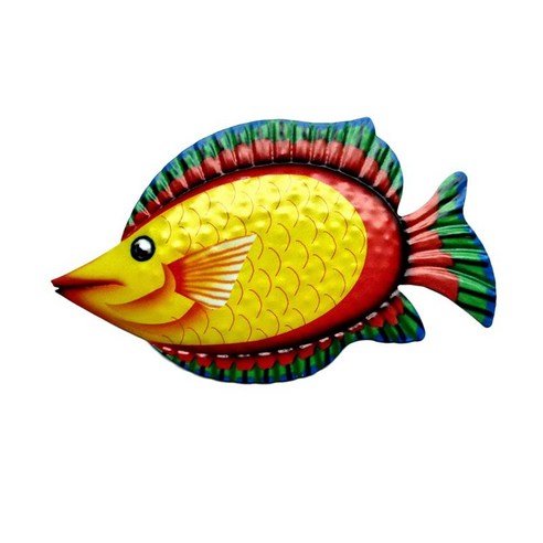 옥외 실내를 위한 벽 예술 장식 조각품을 거는 해안 바다 바다 금속 물고기, 노랑, {"수건소재":"금속"}