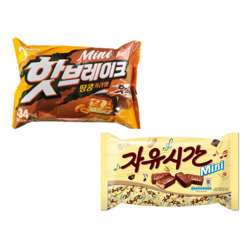 [온마켓]해태자유시간미니+오리온핫브레이크미니, 1세트, 935g