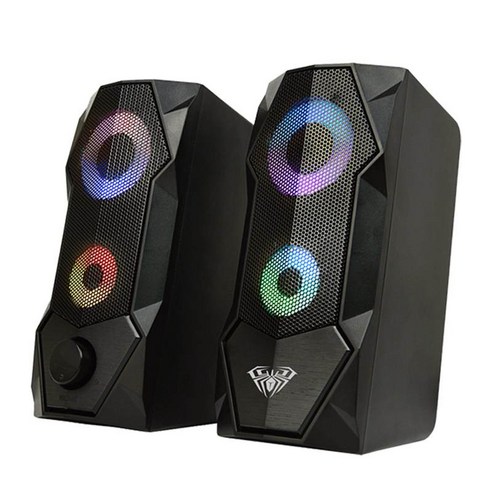PC 노트북 게임 기계를 위한 RGB 빛 확성기 게임을 가진 2개 조각 컴퓨터 스피커, 80x93x180mm., 플라스틱, 검은 색