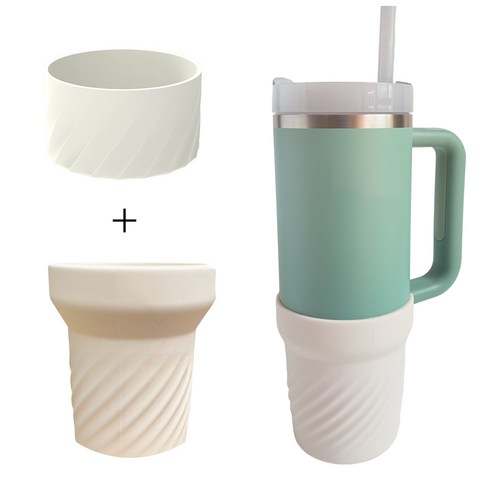 폼보 1+1 텀블러 꾸미기 실리콘 바닥커버 부츠 887ml 1.18L, 1개, 아이보리 톨 + 아이보리 숏 (40oz)