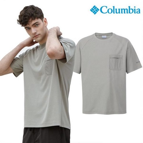 컬럼비아 유니 와플 포켓 반팔 티셔츠 베이지 C22 YMD607