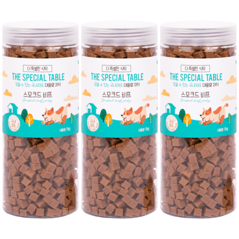 푸디 더특별한식탁 강아지 간식 프리미엄 져키, 1kg, 3개, 스모크드 비프