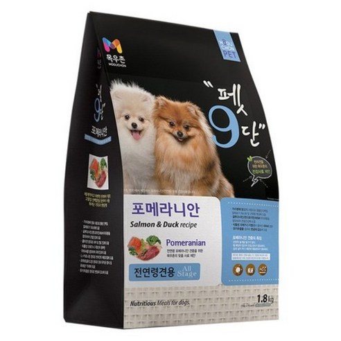 건식사료 목우촌 전연령용 오리 펫9단 포메라이안 전용사료, 1.8kg, 1개 반려동물용품