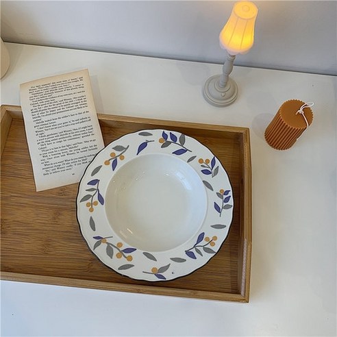 FREELIFE 가정용 예쁜 접시 모던 도자기 WS-484, Yellow flower plate-32