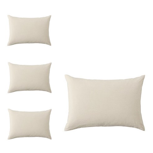 무인양품 MUJI 워싱면 베개 커버 4장 4547315068340, 라이트베이지