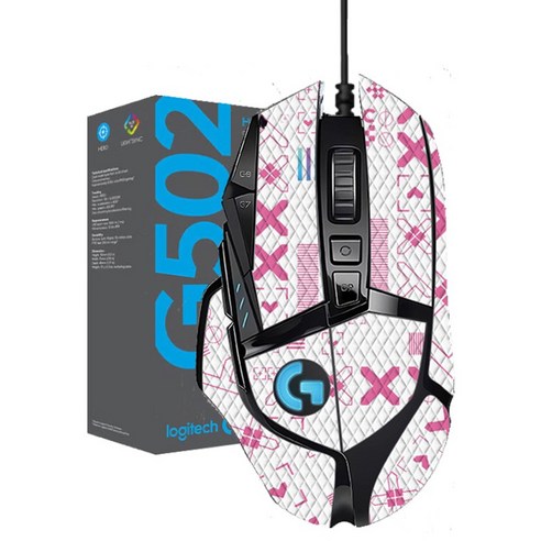 로지텍 G502 유선 마우스, 핑크 프린팅