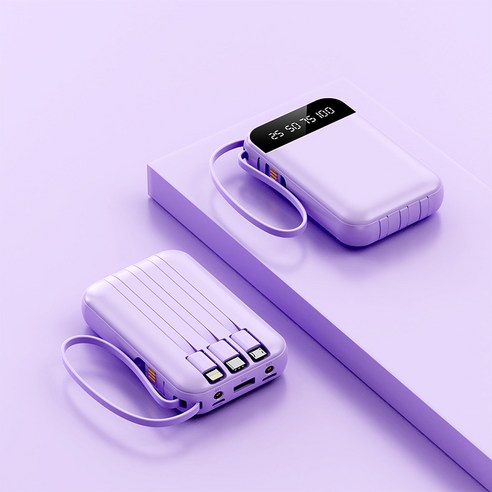 PYHO 보조 배터리 미니 휴대용 보조 배터리 20000mAh 속충전 보조배터리, 자주색