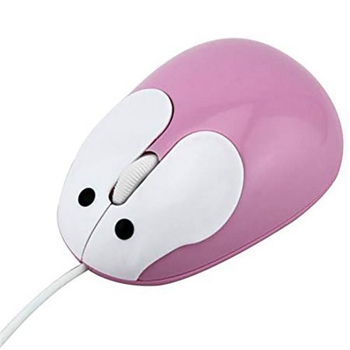 귀여운 만화 토끼 USB 유선 노트북 마우스 1200dpi 유선 광 마우스 PC 및 노트북 핑크에 적합, 하나, 보여진 바와 같이