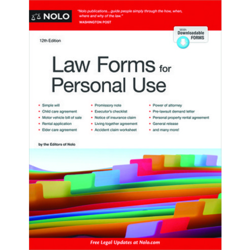 (영문도서) Law Forms for Personal Use Paperback, NOLO, English, 9781413330939