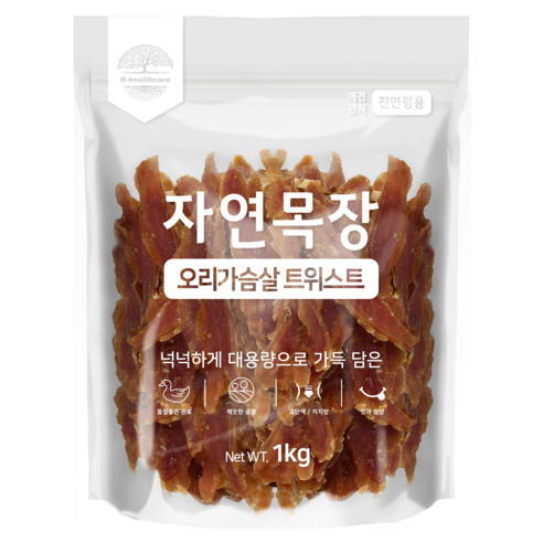 자연목장 오리가슴살 트위스트, 1개, 1kg