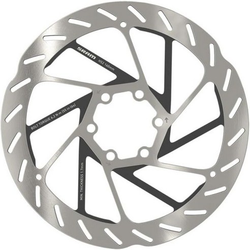 SRAM HS2 디스크 브레이크 로터 200mm 6볼트 원형 실버블랙, 160mm, 160mm, 1개