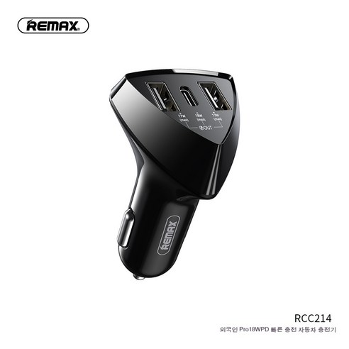 REMAX Radical Car Phone Charger 18WPD Car Charger One Tow Three Car Charger RCC214, 검은 색