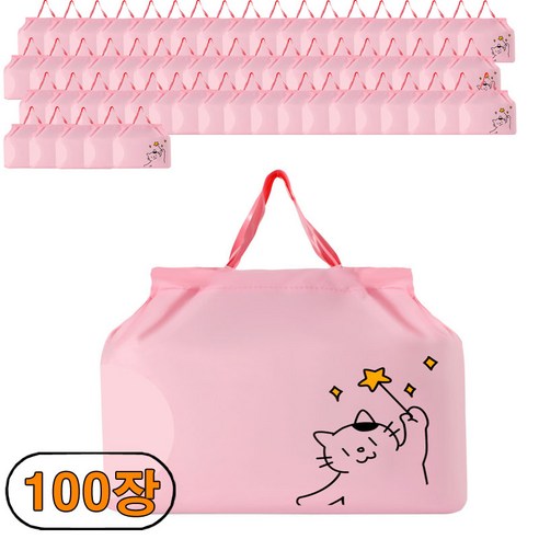 냥이 복주머니 포장 비닐 쇼핑백 구디백, 100개