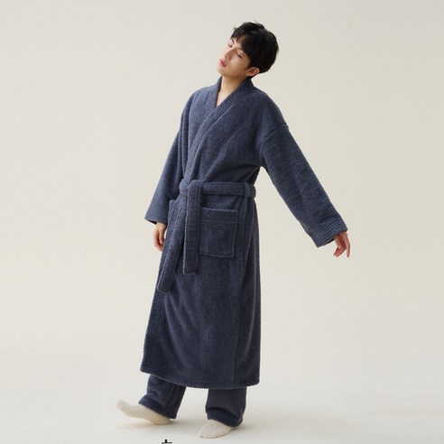 가을 겨울 두꺼운 벨벳 고급 샤워가운 목욕가운 커플가운 호텔가운 홈웨어 연말 파티 커플룩, 남성 FREE, 1개, 2.다크그레이