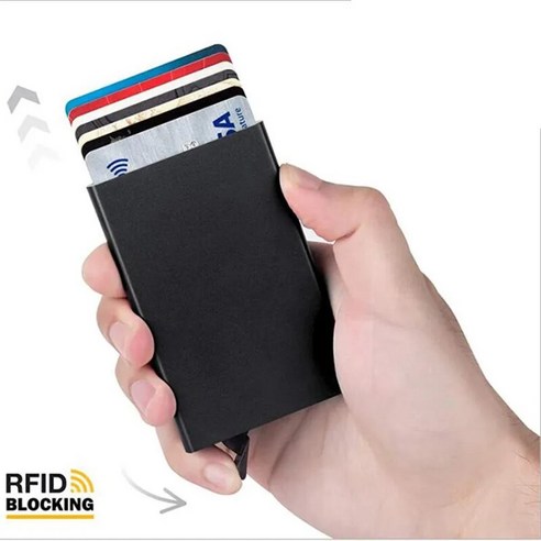 카드 금속 팝업 미니멀리스트 얇은 슬림 RFID 홀더 지갑 남녀공용 럭셔리 소형