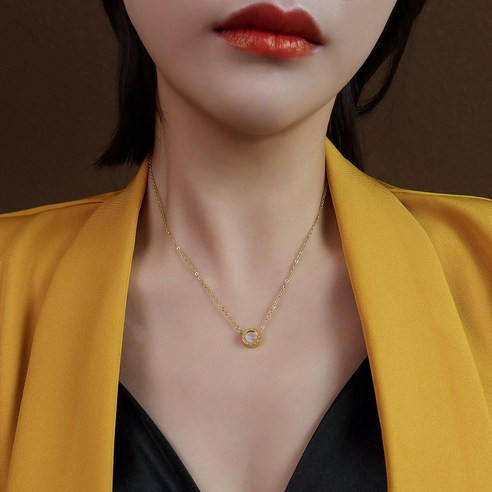구미 Ins 원표 로마 숫자 흑백 조개 목걸이 Chocker 쇄골 체인 티타늄 강철 18K 금