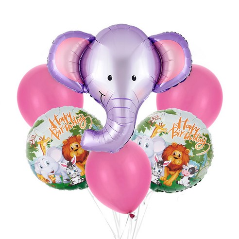 파티팡 은박풍선 고무풍선 생일파티 장식 풍선부케세트, 1개, 동물 코끼리정글세트