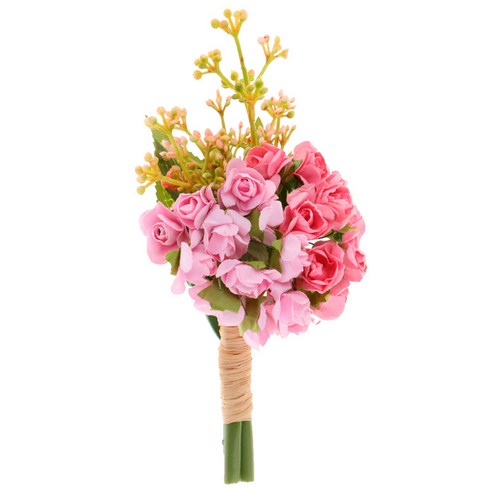 수제 종이 로즈 Boutonniere 코사지 신부 신랑 웨딩 꽃 핑크