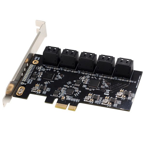 Xzante SATA 확장 카드 PCI-E X1 - 10포트 SATA3.0 6Gpbs JMB575 데스크탑 솔리드 스테이트 드라이브 지원 소프트 RAID, 검은 색
