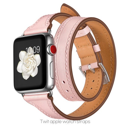 Twit 애플워치 H 슬림더블투어 가죽 전기종 호환, 3. 핑크, 38/40/41 mm