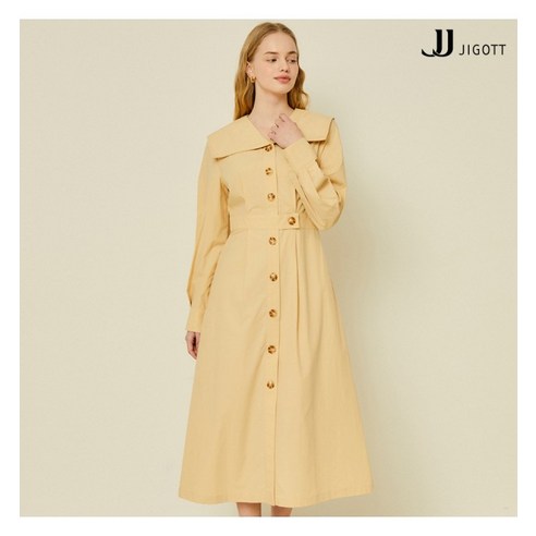 JJ지고트 (JJ지고트) 와이드 칼라 버튼 디테일 원피스 GN3P0OP31