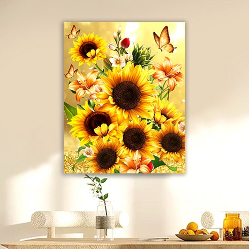 액자 캔버스형 보석십자수 DIY 키트 40 x 50 cm, SZX019.해바라기